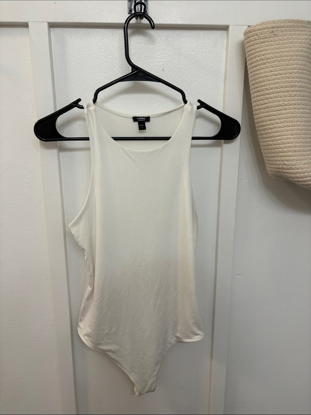 Express Cream Sleeveless Scoop Neck Bodysuit